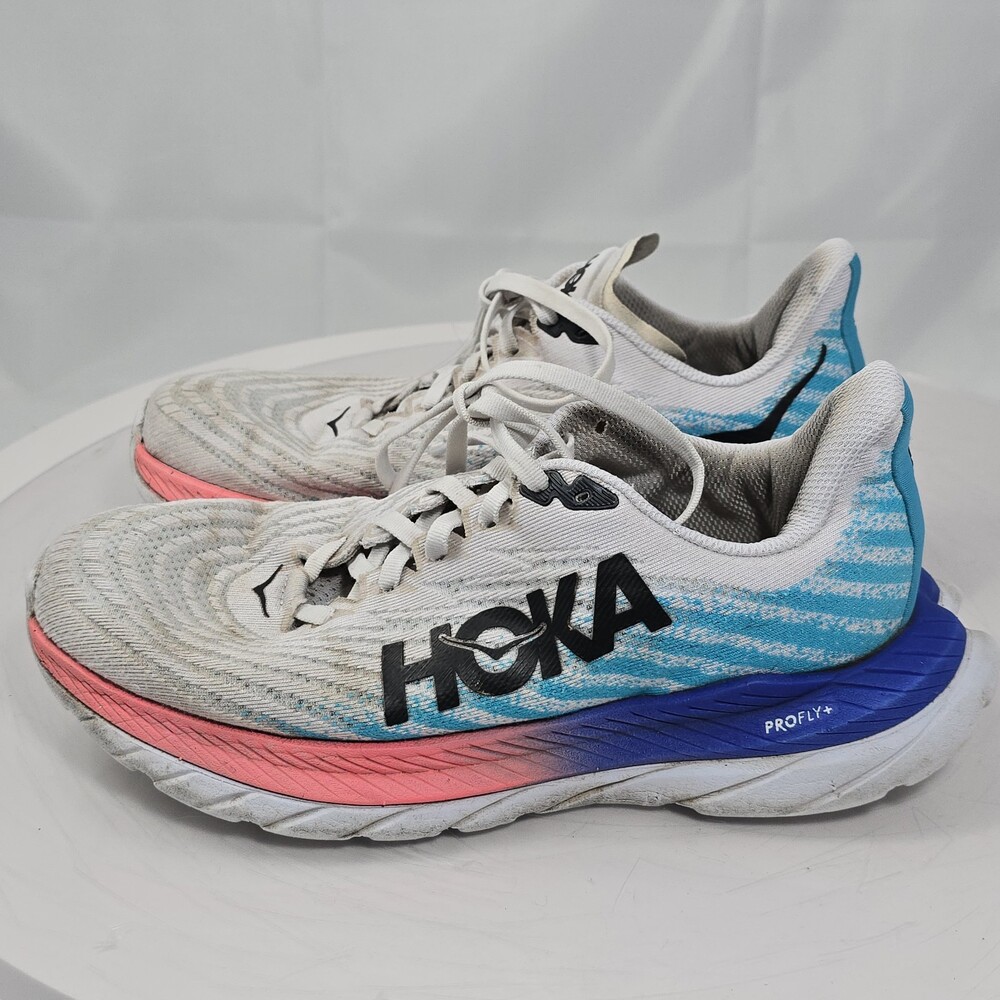 No Insoles Hoka One One Mach-5 Women 7.5 Running Sneaker ProFly White Scuba Blue